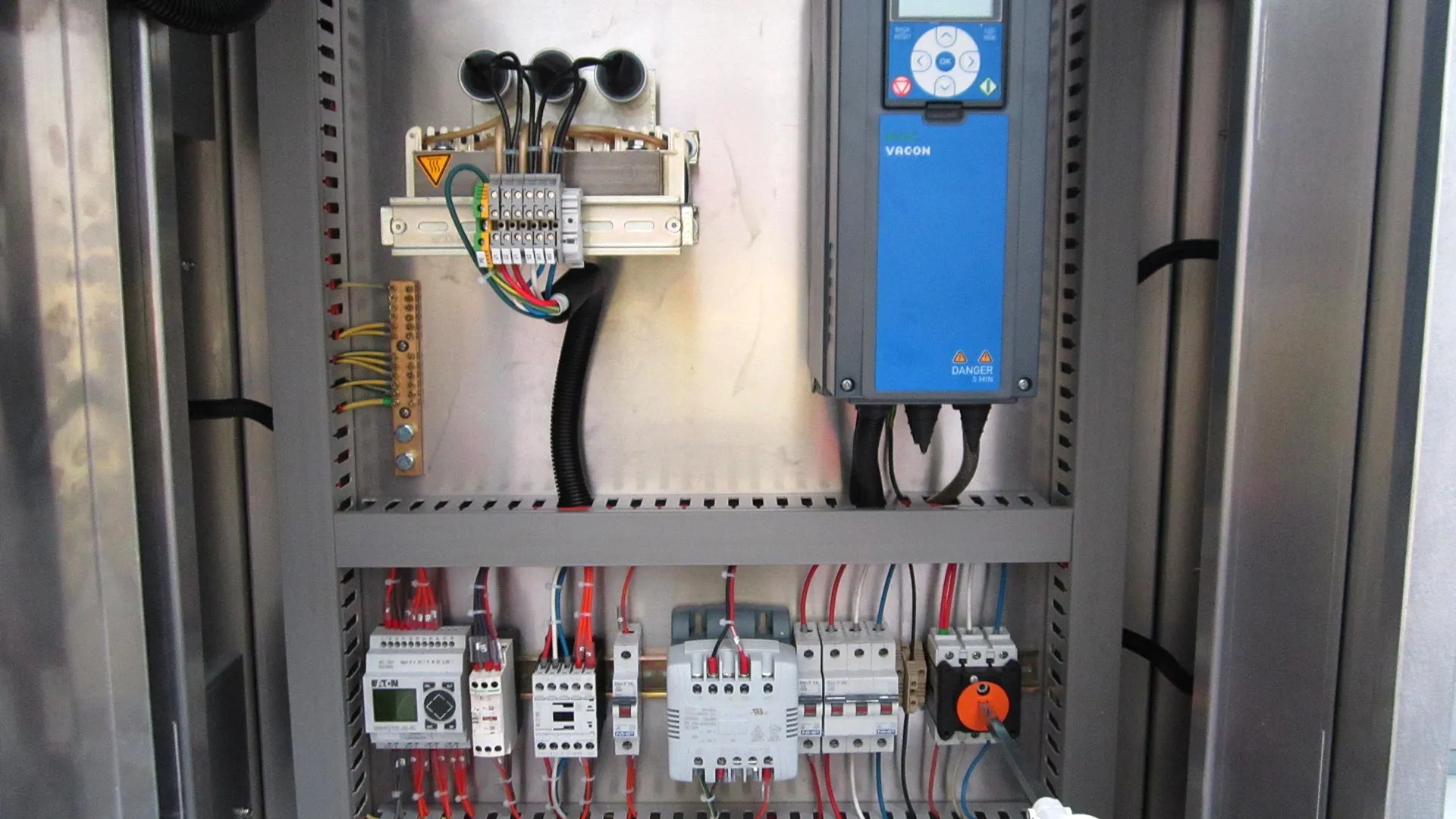 Wired control panel with drives and circuit breakers
