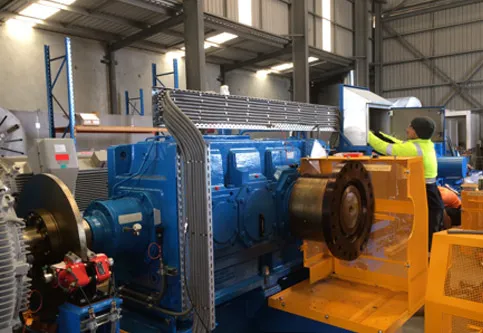 Blue mine-site drive equipment fitted with accelerometer wiring