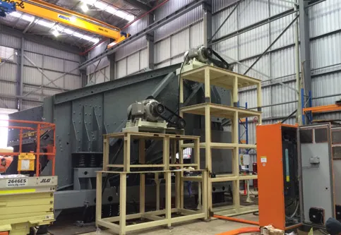 Wet screen frame being wired in a Perth workshop