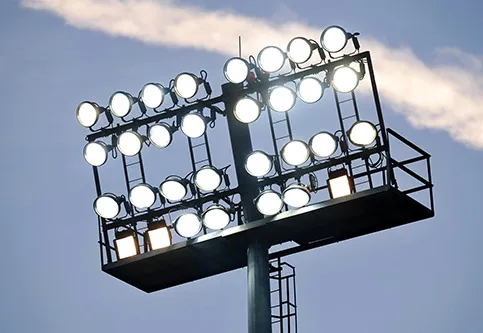 Sports field floodlight tower against the sky