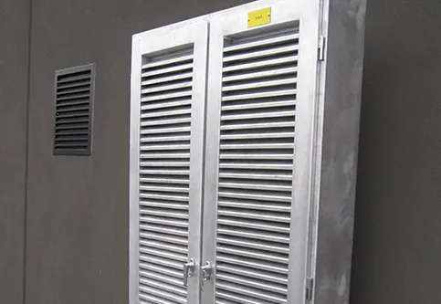 Aluminium louvred enclosure made in the Northlake workshop